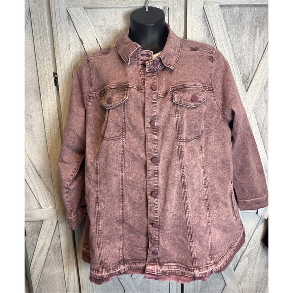 LOGO by Lori Goldstein Jackets & Blazers - Women's LOGO by Lori Goldstein Mauve Jean Jacket 26W